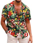 COOFANDY Men's Hawaiian Floral Shirts Button Down Tropical Holiday Beach Shirts Black