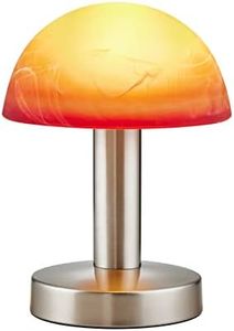 Trio Leuchten LED Tischleuchte Fynn II 599110118, Metall Nickel matt, Glas alabasterfarbig orange/rot, inkl. 1x E14 4.9 Watt LED, Touch-Me-Funktion (4-fach schaltbar, 3 Helligkeitsstufen), Höhe 21cm