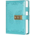 Diary with Lock, Journal for Women Girls, Vintage Lock Journal Refillable Personal Locking Notebook Secret Journal with Combination Lock 5.3inx 7.8in (Blue)