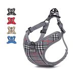 Elevant Dog Harness Adjustable, Step-in Reflective Breathable Harness, Soft Padded Lightweight Vest Harness with Front Clip Escape Proof Easy Control for Outdoor Walking Training (M, Grey Plaid)