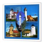 3dRose ht_41219_3 Lighthouses, Apostle Islands-Iron On Heat Transfer, 10 by 10", for White Material