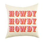 Ogiselestyle Farmhouse Pillow Covers with Howdy Howdy Quote 18" x 18" Farmhouse Rustic Cushion Covers with Saying Housewarming Gifts Family Room Décor