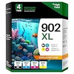 902XL Ink Cartridges Combo Pack Compatible for HP 902 XL Ink Cartridges for HP Officejet Pro 6978 6960 6962 6968 6954 6958 6950 6951 6970 Printers (Black, Cyan, Magenta, Yellow, 4 Pack)