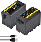 2-Pack NP-F750 Battery for Sony NP-F970 NP-F975 NP-F980 NP-F960 NP-F770 NP-F550 Battery and Sony Handycam Camcorders for YONGNUO Godox LED Video Light with USB Type-C Charging Cable