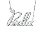 Women Jewelry Name Necklace Silver Heart Best Friend Women Girl Gifts for Her Bella