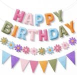 YEOCU Happy Birthday Decorations, No DIY, Pre-Strung 3D Banner