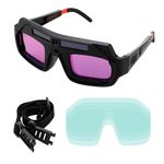 A.I.FORCE Auto Darkening Welding Goggles, Solar Powered True Color Anti-Glare Safety Welding Glasses for TIG MIG MMA Plasma Welding, Lightweight Welders Glasses with Protective Lens and Elastic Band