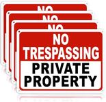 Large No Trespassing Signs Private Property – 4 Pack 14x10 Inch Reflective Aluminum Yard Security Signs, Heavy Duty 40 Mil Rust Free Outdoor Warning Sign for Fence, Driveway, Gate & Perimeter