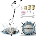 EDOU Direct Dual Handle Pressure Washer Surface Cleaner 24" with Wheels | Stainless Steel | Heavy Duty | 4,500 PSI Max Working Pressure | Includes: 3/8" Quick Connector Kit, Teflon Tape