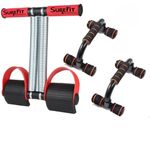 SUREFIT Tummy Trimmer with Push Up Bar – Dual Spring Ab Exerciser & Push-Up System for Core Strength, Waist Toning, and Upper Body Fitness – Portable Home Gym Equipment for All Fitness Levels