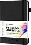 EPEWIZD Fitness Journal Hardcover 6- Month Workout Planner Undated Workout Log Book Home Gym Accessories for Women and Man (Black)