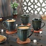 Indulge Homes Ceramic Coffee/Tea/Milk Mug With Handle Ideal Best Gift For Friends, Anniversary, Birthday (Sea Green, Pack Of 4), 300 ML