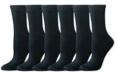 Amazon Essentials Women's Casual Crew Socks, 6 Pairs, Black, 4-7