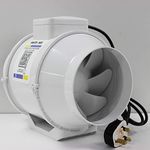 6 inch 150 mm Inline Fan Bathroom Powerful Intake for Grow Room Circulation Extractor Fan with UK plug