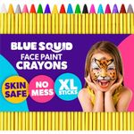 Blue Squid Face Paint Crayons for Kids - 18pcs XL Non-Toxic, Washable Body Paint Crayons - Our Face Painting Kit Makeup Sticks are Easy to Use, Safe for Sensitive Skin and Perfect for a Kids Party