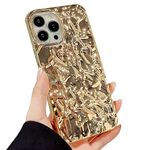 ekoneda Compatible for iPhone 11 Pro Max Case Cute Glitter Fashion Women Girly Luxury Tin Foil Pleated Design Phone Cases 3D Gold Silicone Electroplated Sparkly Slim Soft Glossy Cover 6.7 Inch