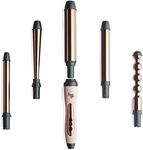 L'ANGE HAIR Le Cinq 5-in-1 Hair Curler Set - 19mm, 25mm, 32mm, 19-25mm and Bubble Titanium Barrels - Professional Curling Wand Set - Hair Wands for All Hair Types - Interchangeable Curling Wand Set.