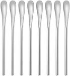 Bidponds 5Inch/12.8cm Coffee Stirrers Spoon,Silver Stainless Steel 304# Coffee Stir Sticks,Round Solid Handle Cocktail Beverage Iced Tea Stirring Stick,Drink Mixing Spoon,Set of 8