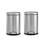 OPR Stainless Steel Plain Pedal Dustbin with Lid Set of 2 Pieces, 8L | Trash Can for Bathroom, Home, Kitchen, washrooms, Room and Office with Lid - Pack Of 2 (8 Litre)(medium size)