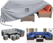 Kovshuiwe Garden Furniture Covers,250x250x90cm Patio Furniture Cover Waterproof,Patio Table Covers 420D Heavy Duty Oxford Fabric Rattan Furniture Cover Windproof Anti-UV for Patio, Outdoor,Gray