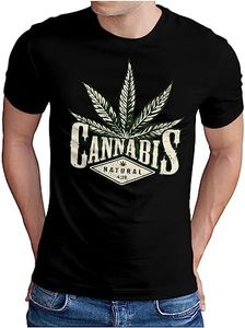 OM3® 420 Cannabis T-Shirt | Homme | Weed Leaf Blunt Marijuana Ganja | S-5XL, Noir , M