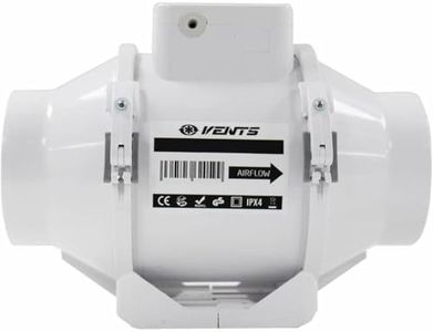 VENTS UK 4 inch Loft Mounted Inline Shower Ceiling Powerful Ventilation Damp Control 100mm In Line Bathroom Extractor fan with Run On Timer 100 mm Silent In-line Toilet Ventilator