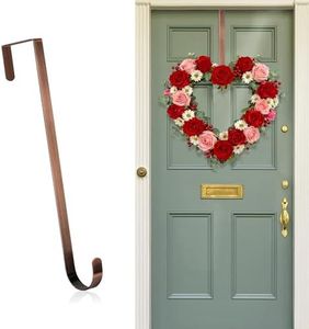 Nirohee Wreath Hangers for Front Door,12 Inches Wreath Hanger Hook for Front Porch Decor,Metal Over The Door Hooks Hanger for Halloween Fall Christmas Decorations Outdoor Indoor Home Decor,Bronze
