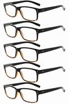 Eyekepper Mens Vintage Reading Glasses-5 Pack,Black-Yellow Tortoise