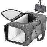 Petsfit Two-Way Placement Cat Carrier Airline Approved, Small Animals Carriers for Kittens,Puppies up to 15 Lbs, Grey