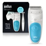 Braun Silk-pil 5 5-810 Epilator for Women for Gentle Hair Removal, White/Turquoise