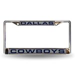 NFL Rico Industries Dallas Cowboys Alternate Chrome Laser License Frame 12" x 6" Laser Cut Chrome Frame - Car/Truck/SUV Automobile Accessory