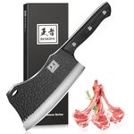 Cleaver Knife, ENOKING Meat Cleaver Hand Forged Serbian Chefs Knife German High Carbon Stainless Steel Butcher Knife for Meat Cutting with Full Tang and Gift Box, Chinese Cleaver for Kitchen & Outdoor