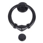 Skandh Iron Antique Design Round Ring Door Knocker (Black Powder Coated)