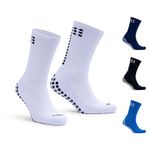 Tiscal Sports Football Grip Socks for Kids & Adults | 3 Sizes UK 1-4, UK 5-8 & UK 9-13 | Multiple Colours White, Black, Blue, Red & Navy | Anti Slip Anti Blister Grip Socks | Perfect For Rugby Yoga