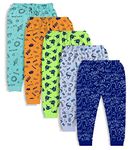 minicult Baby Boys and Baby Girl's Cotton All Over Prints Ankle Cuff Regular Fit Pants (Black, Blue, 0-3 Months)- Pack of 5(Pack of 5)