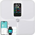 Lepulse Smart Scale for Body Weight Body Fat, Large Display Balance Poids with Trend, High Accurate Smart Weight Scale Body Analyzer, 22 Body Composition Scale with BMI Heart Rate with App, White