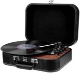 Record Player, DCPICE Vinyl Record Player with Speakers Turntable for Vinyl Records, Belt-Drive 3-Speed 33/45/78 RPM Portable Vintage Suitcase LP Vinyl Player, Supports Headphone, AUX, RCA -Black