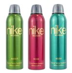 Nike Women Deodorant Spray Combo (Amber + Rose + Musk) – 200ml Each | Pack of 3 Long Lasting Body Spray | Odour Control & Freshness | Deo for Women