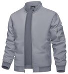 TACVASEN Mens Casual Jackets Lightweight Baseball Jacket Thin Sports Jacket Coat Summer Varsity College Jackets Light Grey