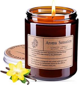 TOJUNE Scented Candles Glass Jar 100% Pure Natural Soy Wax Aroma for Relaxation Stress Relief, Continuous Clean Burning 40 Hours, Home Decor Aromatherapy Gifts, 200 g/7 oz (Black Vanilla Truffles)