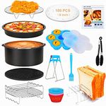 18 PCS Air Fryer Accessories, 8 Inch XL Deep Fryer Accessories Compatible with Gowise USA Phillips Ninjia Cosori Cozyna Air Fryer, Fit 3.6QT- 6.8QT Air Fryer with Cake Pan, Pizza Pan, Air Fryer Liner