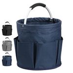 IHOMAGIC Cleaning Caddy with handle - Cleaning Tote Bag for Cleaning Products Organiser, Garden Bucket Storage Caddy for Garden Tool Kit, Picnic Basket for Ourdoor Keeping,（Navy Blue）