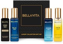 Bella Vita Luxury Luxury Collection Eau De Parfum (4x0.68 fl. oz.) | Cologne set for Men | 4 in a box - Perfume Set for men | OUD GOLD, OCEAN, B.L.U & CEO Intense | Perfect for gifting