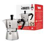 Bialetti Moka Express Aluminium Stovetop Coffee Maker, Silver, 1 Cup