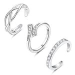 ORAZIO 3PCS 925 Sterling Silver Toe Rings for Women Adjustable Open Toe Rings Little Finger Open Joint Tail Rings Summer Beach Jewellery Set 4