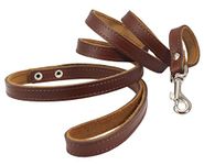 Dogs My Love Genuine Leather Classic Dog Leash 4 Ft Long 9 Sizes (XSmall (Width: 10mm - 3/8"), Brown)