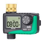 RESTMO Water Timer with Brass Inlet, Programmable Sprinkler Timer for Garden Hose, Automatic Digital Control | Manual ON/Off | Rain Delay, for Outdoor Faucet, Drip Irrigation and Lawn Watering System