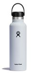 HYDRO FLASK - Water Bottle 621 ml (21 oz) - Vacuum Insulated Stainless Steel Water Bottle with Leak Proof Flex Cap and Powder Coat - BPA-Free - Standard Mouth - White