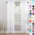 Megachest a pair of 3+7cm slot top sheer lucy voile curtain with tie backs 31 colors 10 sizes (pure white, 56" wideX90 drop(W142cmXH228.5cm))