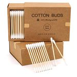 400 Bamboo Cotton Swabs Wooden Cotton Buds, Eco Friendly Cotton Swabs Wood Sticks, Dual Cotton Tipped Applicators Organic Cotton Swabs, Recyclable & Biodegradable Cotton Buds for Ear Cleaning, Makeup